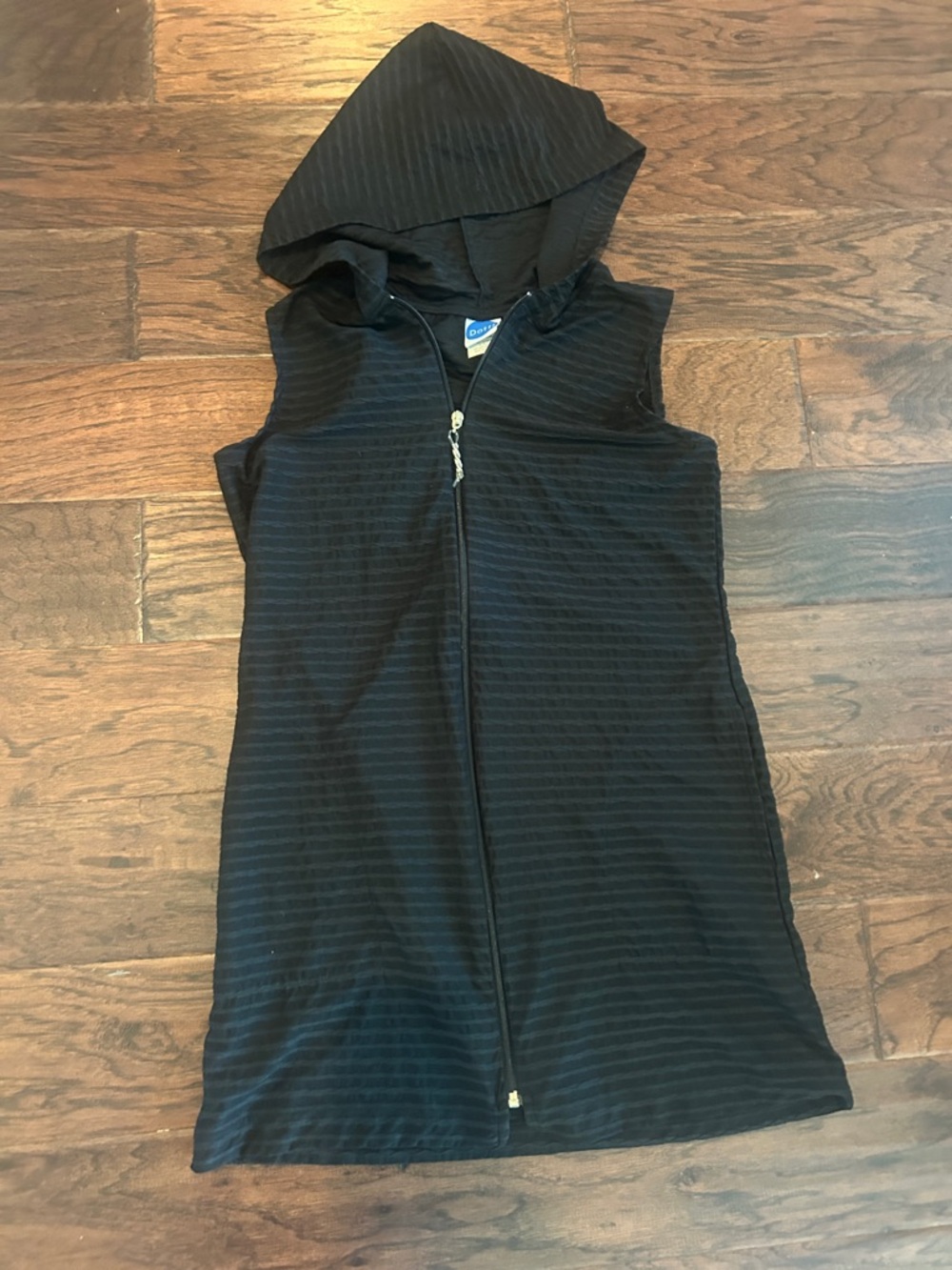 Dotti Black Sleeveless Hooded Zip Swim Cover Up